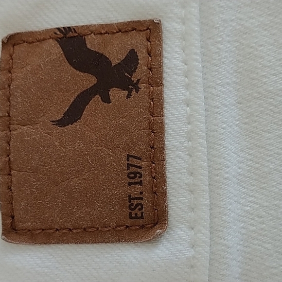 American Eagle "Hi-Rise Shortie" Denim White Lace Jean Shorts Sz 00 - Picture 7 of 11